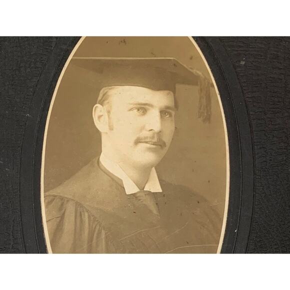Antique Photograph Cabinet Card Hamilton Man In University Graduation Cap & Gown - Picture 1 of 5